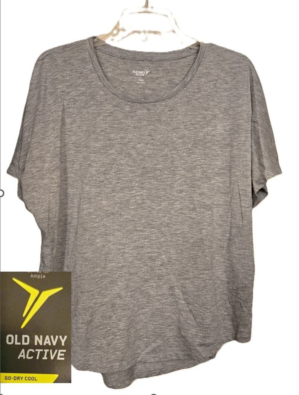 EUC Old Navy Active Tee Shirt Gray Scoop Neck Short Sleeve Soft - Women's Size L